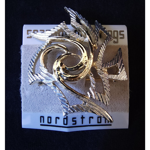 Vintage Women Sarah Coventry Gold Silver Toned Brooch Textured Freeform 2" Pin - Picture 1 of 4